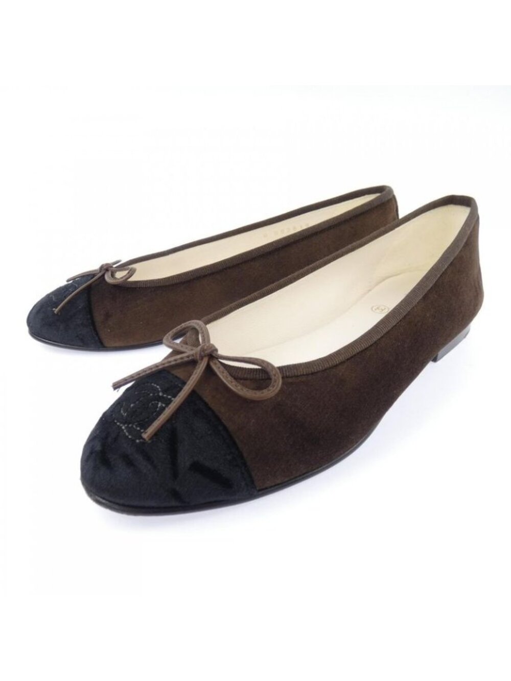 Chanel Ballerina Flat Shoes Black Brown - Picture 3 of 7